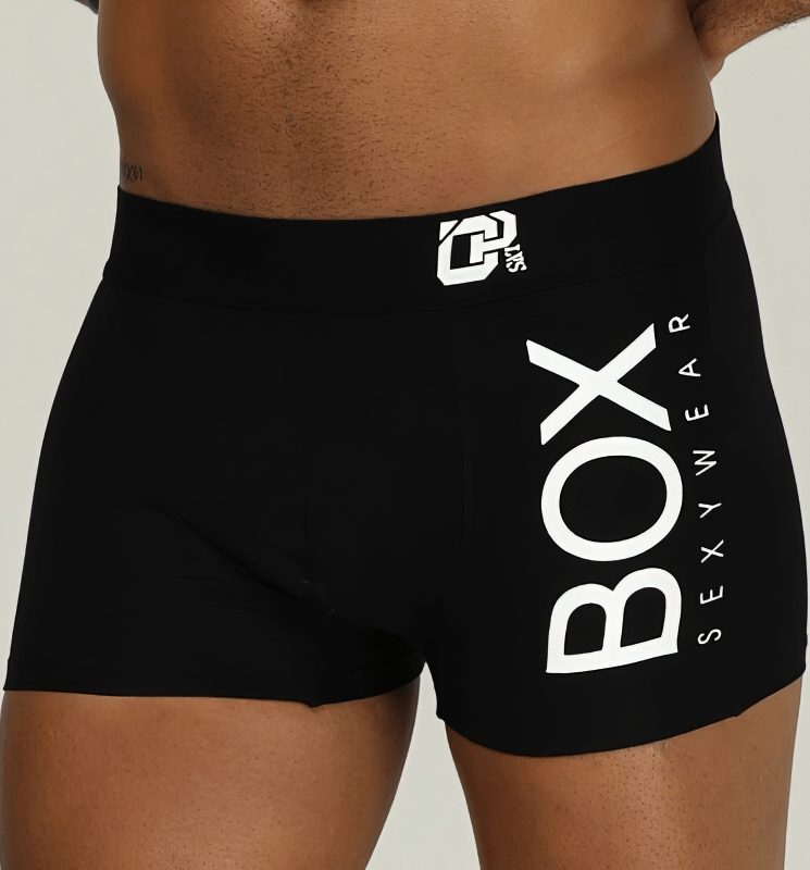 Stylish soft sports men's boxers with breathable cotton for comfort in sleek black design, perfect for a sporty look.